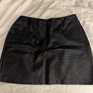 Ci Sono Black Faux Croc Mini Skirt